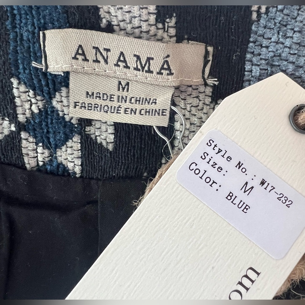 Anama Southwestern Geometric Tapestry Coat Blue Black Woven Jacket NWT Size M - Picture 13 of 17